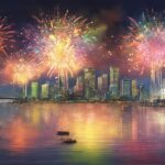 vibrant fireworks illuminate tokyo